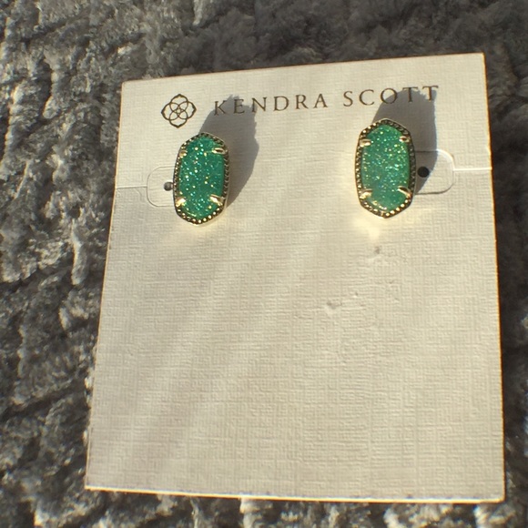 Kendra Scott Jewelry - Kendra Scott Ellie Drusy Teal Stud Gold Earrings